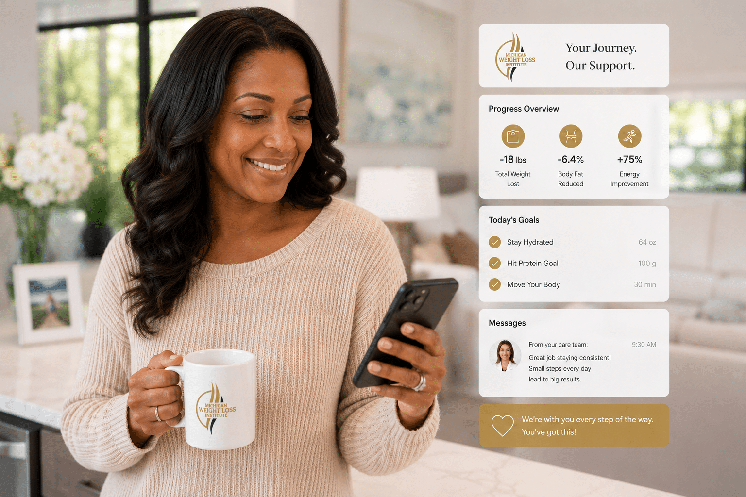 GLP-1 weight loss progress monitoring and patient accountability support in Michigan